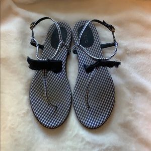 J.Crew Strappy Gingham Sandals with Bow
